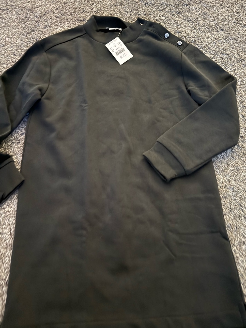 Crewcuts Black Long-Sleeve Girls' Casual Dress with Shoulder Buttons